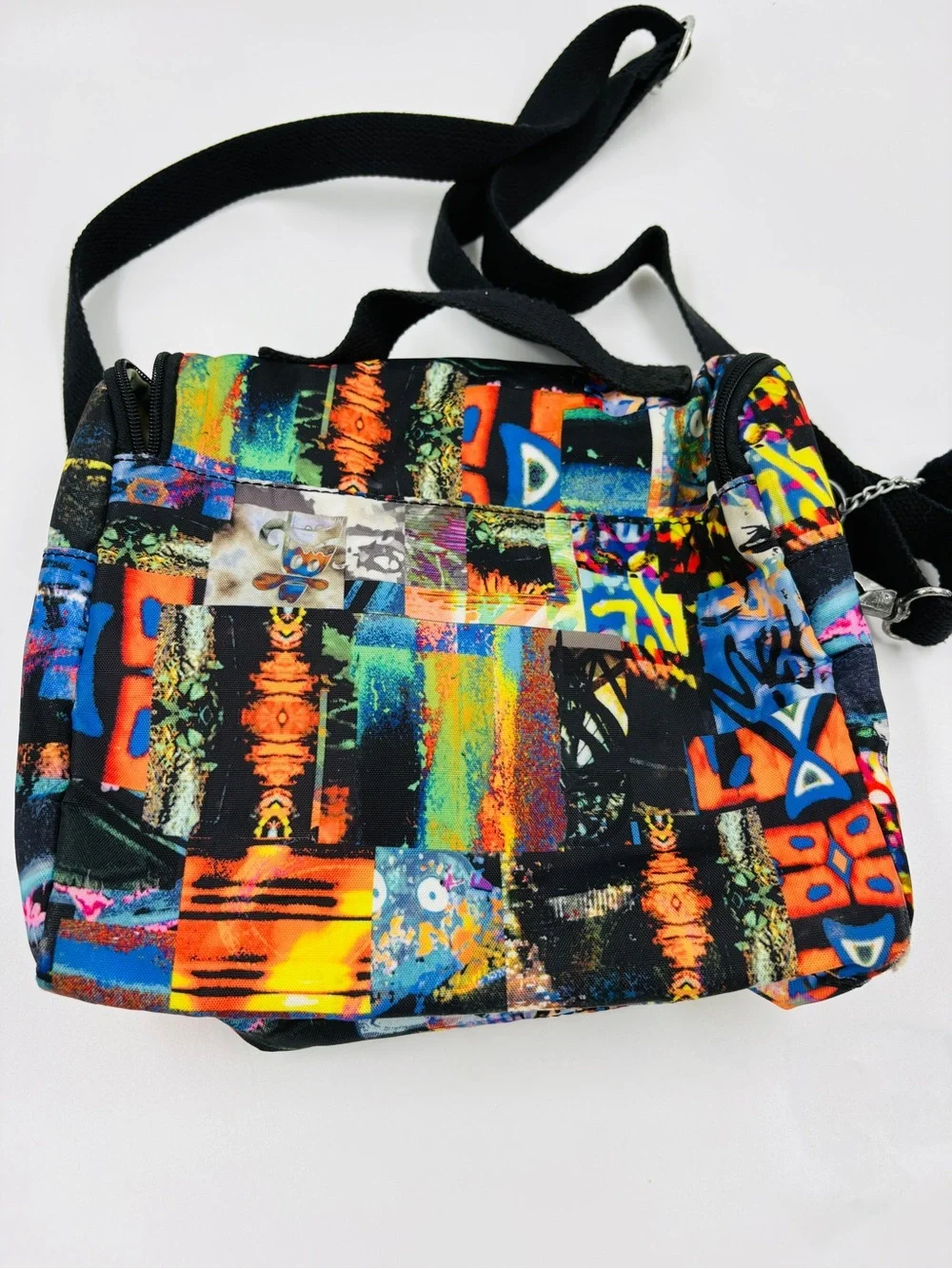 Kipling Kichirou Insulated Lunch Bag Crossbody Graffiti Collage Monkey Charm